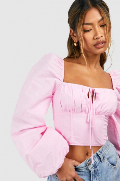 Top Corset cu nod - roz deschis și fermoar la spate [2]