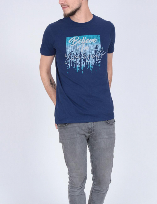 Tricou bleumarin cu imprimeu [2]