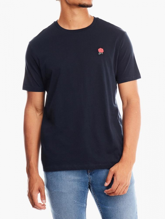 Tricou bleumarin cu un trandafir brodat [2]