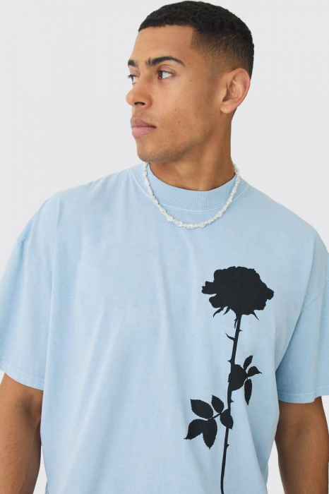 Tricou oversized cu desen floral [2]
