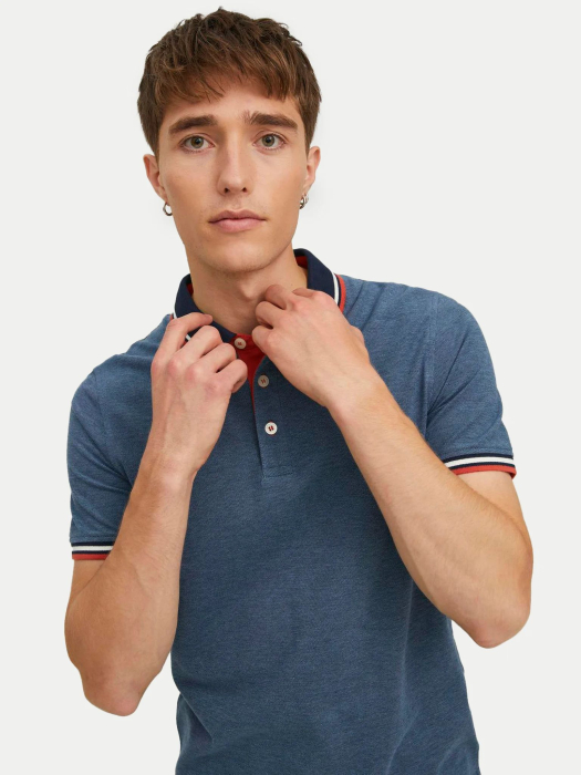 Tricou polo Albastru Slim Fit [3]