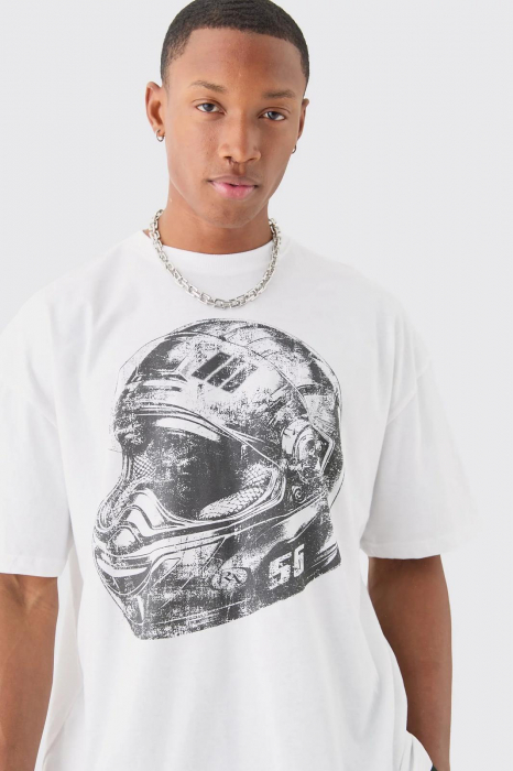TRICOU SUPRADIMENSIONAT CU ILUSTRAȚII IMPRIMATE CU CASCĂ DE MOTO [2]