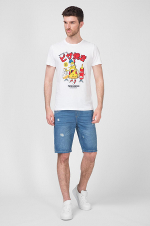BĂRBAȚI - Tricou alb bărbătesc cu imprimeu