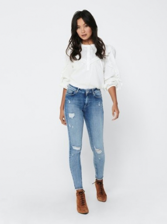 BLUGI - Blugi skinny cu talie medie BLUSH albastru deschis