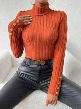 Bluza clasic cu guler rotund din fleece cu nervuri pentru femei [2]