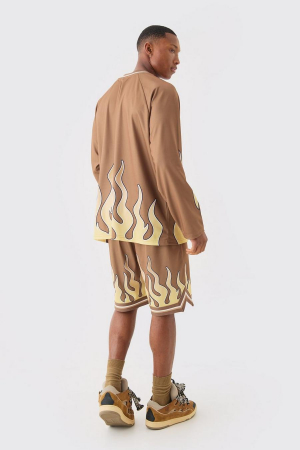 Bluza cu decolteu in V imprimeu FLAME [2]