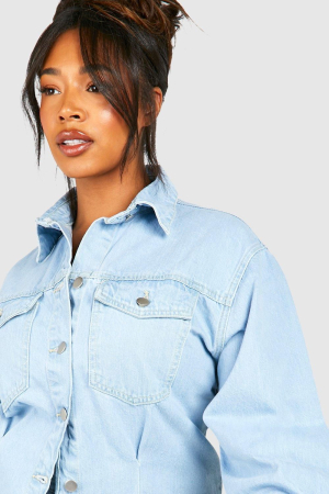 CĂMAȘĂ DIN DENIM PLUS CU ȘNURURI [3]