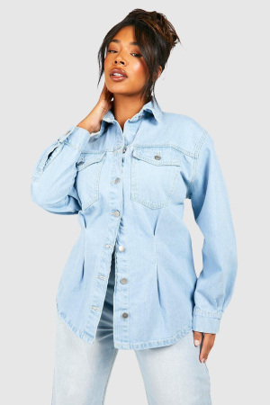 CĂMĂȘI - CĂMAȘĂ DIN DENIM PLUS CU ȘNURURI