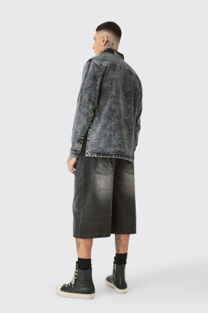 Cămașă înaltă din denim cu decolorare acidă Carpenter [1]