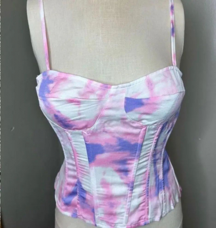 FEMEI - Corset tie-dye roz si mov elegant