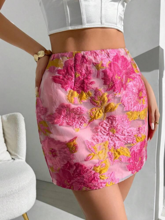 FEMEI - Fustă Allurite cu imprimeu floral și talie înaltă pentru vară