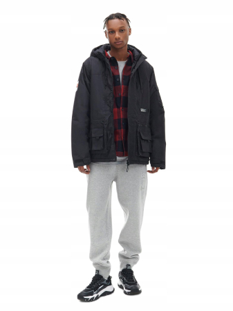 GECI - GEACĂ NEAGRĂ DE IARNĂ CU GLUGĂ, FERMOAR CLASIC, BUZUNARE