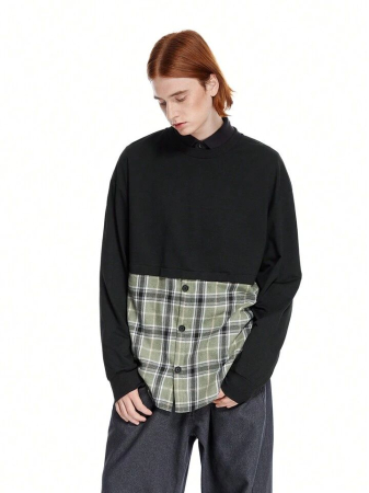 Hanorac hibrid cu carouri din flanel de designer [1]