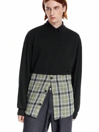 Hanorac hibrid cu carouri din flanel de designer [2]