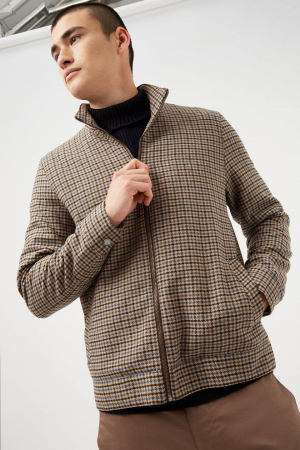 GECI - Jachetă maro Harrington Dogtooth