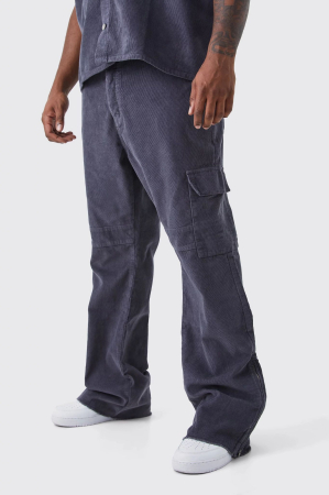 BĂRBAȚI - Pantaloni cargo Plus cu talie fixă, slim fit, evazați, cu fermoar și cordoane