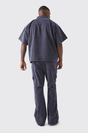 Pantaloni cargo Plus cu talie fixă, slim fit, evazați, cu fermoar și cordoane [2]