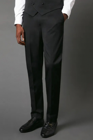PANTALONI - Pantaloni de costum smoking negru slim fit
