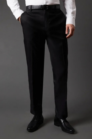 Pantaloni eleganți negri din twill elastic, croială slim [1]