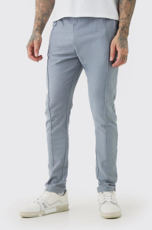 BĂRBAȚI - Pantaloni jogger interlock înalți, cu tiv despicat, flambați