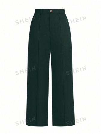 PANTALONI - Pantaloni largi cu nasture si elastic la spate
