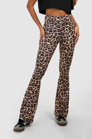 Pantaloni leoprad cu talie inalta basic fit&flare [3]