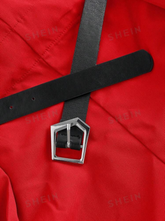 Pantaloni Roșii Retro Cu Talie Înaltă De Vară [2]