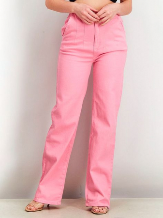 PANTALONI - Pantaloni roz cu fermoar