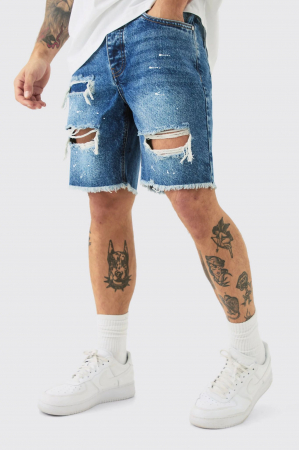 BĂRBAȚI - Pantaloni scurti slim rigid stripat de vopsea
