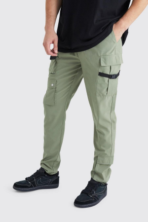 BĂRBAȚI - Pantaloni skinny cargo, catarame multi buzunare