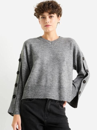 FEMEI - Pulover cu nasturi la maneci