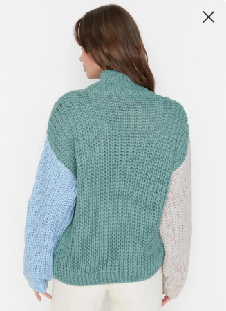 Pulover Mint Wide Fit, texturat moale, tricotaj, bloc de culoare [3]