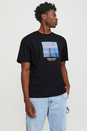 MAIOURI/TRICOURI - ricou relaxed fit de bumbac cu imprimeu, Negru