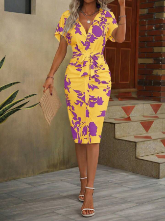 ROCHII - Rochie cu imprimeu si cordon