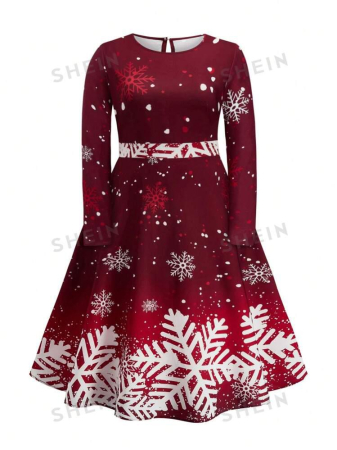 FEMEI - Rochie Dama Marime Plus Flouri De Nea Imprimat Flare
