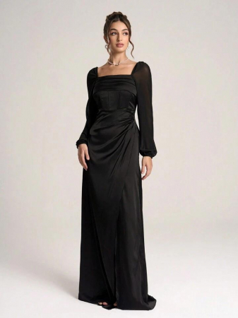 Rochie de cocktail cu mânecă lungă, minimalistă și la modă pentru femei [1]