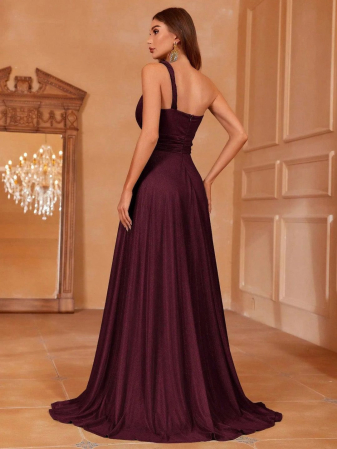 Rochie de domnișoară de onoare, simplă, fără mâneci, cu un umăr [4]