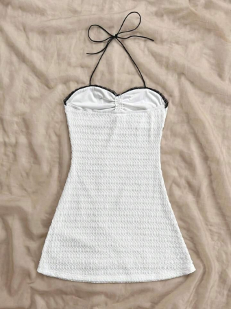 Rochie de vară Soleia albă tricotată cu textură elastică [2]