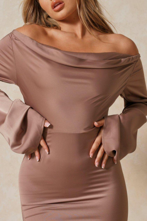 Rochie din satin cu maneca lunga [1]