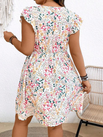 Rochie hawaiană Frenchy Plus Size pentru vacanță, cu imprimeu floral și volane, model vacanță-agrement [3]