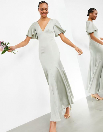 ROCHII - Rochie maxi ASOS DESIGN cu mâneci fluide din satin