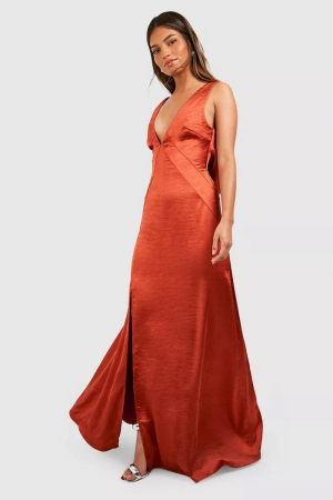 FEMEI - Rochie maxi de satin diamante