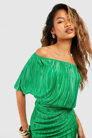 Rochie midi pe umeri plisată [2]