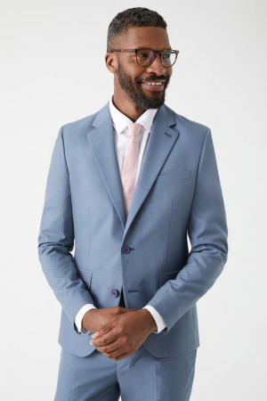 Sacou de costum albastră slim fit [3]