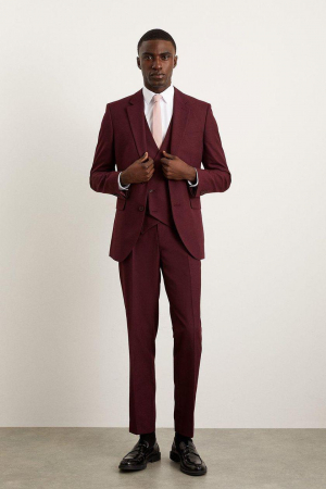 BĂRBAȚI - Sacou de costum Burgundy slim Fit