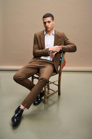 BĂRBAȚI - Sacou de costum maro Skinny Fit