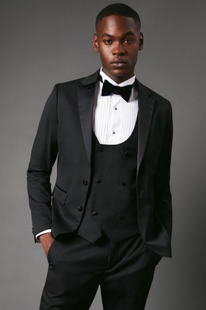 SACOURI - Sacou de costum neagră smoking slim fit