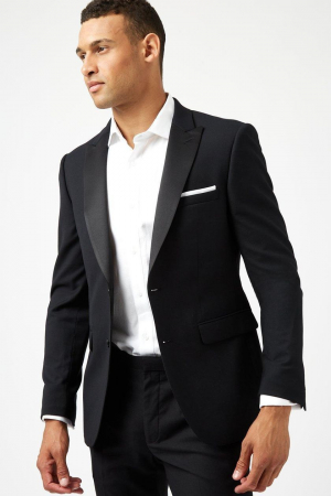 SACOURI - Sacou smoking neagră slim fit