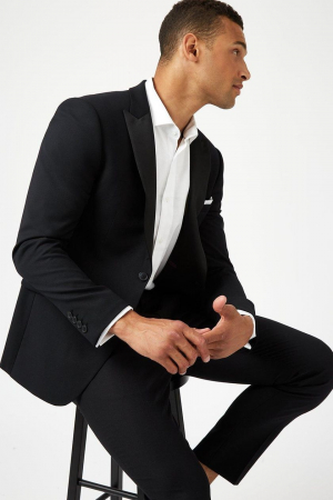 Sacou smoking neagră slim fit [1]