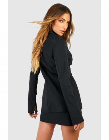 SET din BLAZER ȘI FUSTA MINI CU ȘLIȚ LATERAL NEGRU [2]